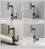 AquaLuxe SmartCascade Basin Mixer – Digital Waterfall Bathroom Faucet | Adjustable LED Temperature Sink Tap
