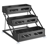 ElevaRack Foldable Spice Organiser – 3-Tier Metal Kitchen Storage Shelf | Matte Black Countertop Rack