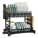 ElevaDry Dual-Tier Dish Rack – Space-Saving Kitchen Drainer with Auto-Drain Spout & Steel Storage Frame