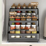 ElevaRack Foldable Spice Organiser – 3-Tier Metal Kitchen Storage Shelf | Matte Black Countertop Rack