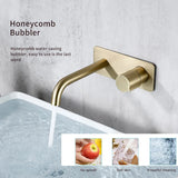 RoseVanta Wall Mount Bathroom Faucet – Brushed Rose Gold Brass Basin Mixer | Hot & Cold Water Faucet | Modern Wall-Mounted Vanity Faucet with Ceramic Cartridge