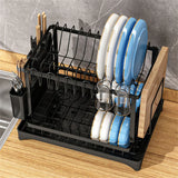 ElevaDry Dual-Tier Dish Rack – Space-Saving Kitchen Drainer with Auto-Drain Spout & Steel Storage Frame