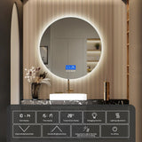 HaloTherm Illuminated Round Bathroom Mirror – Anti-Fog LED Vanity Mirror with Temperature Display & Adjustable Lighting