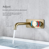 RoseVanta Wall Mount Bathroom Faucet – Brushed Rose Gold Brass Basin Mixer | Hot & Cold Water Faucet | Modern Wall-Mounted Vanity Faucet with Ceramic Cartridge