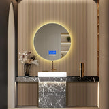 HaloTherm Illuminated Round Bathroom Mirror – Anti-Fog LED Vanity Mirror with Temperature Display & Adjustable Lighting