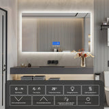 VeloraTherm GlowView LED Bathroom Mirror – Anti-Fog Vanity Mirror with Dimmable 3-Tone Lighting & Temperature Display