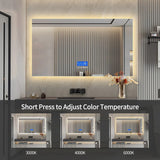 VeloraTherm GlowView LED Bathroom Mirror – Anti-Fog Vanity Mirror with Dimmable 3-Tone Lighting & Temperature Display