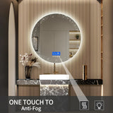HaloTherm Illuminated Round Bathroom Mirror – Anti-Fog LED Vanity Mirror with Temperature Display & Adjustable Lighting
