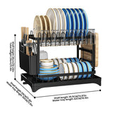 ElevaDry Dual-Tier Dish Rack – Space-Saving Kitchen Drainer with Auto-Drain Spout & Steel Storage Frame
