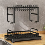 ElevaDry Dual-Tier Dish Rack – Space-Saving Kitchen Drainer with Auto-Drain Spout & Steel Storage Frame