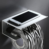 AeroShelf Bathroom Tissue Holder – Aluminium Toilet Roll Rack with Storage Shelf | Modern Wall-Mounted Organiser