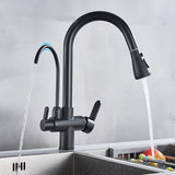 PureFlow Pro Kitchen Mixer Tap – Black Pull-Out Faucet with Filtered Water System | 360° Swivel Sink Mixer
