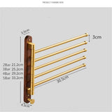 LuxFold Foldable Towel Rail – Wood & Brushed Gold Wall-Mounted Holder | Compact Luxury Bathroom Storage