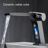 ShadowStream LuxeFall Basin Mixer – Gun Grey Waterfall Bathroom Faucet | Luxury Solid Brass Vanity Tap