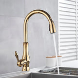 AurumFlex Luxe Kitchen Mixer – Pull-Down Gold Faucet | Solid Brass 360° Swivel Sink Tap