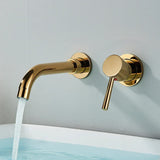 Auricelle Wall Basin Mixer Tap – Brushed Gold Concealed Bathroom Faucet | 360° Swivel Spout & Modern Brass Design