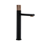 NoirÉclat Basin Mixer Tap – Matte Black & Rose Gold Bathroom Faucet | Luxury Knurled Handle Sink Mixer