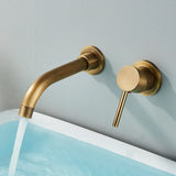 Auricelle Wall Basin Mixer Tap – Brushed Gold Concealed Bathroom Faucet | 360° Swivel Spout & Modern Brass Design