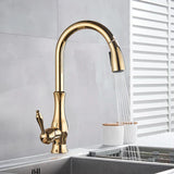 AurumFlex Luxe Kitchen Mixer – Pull-Down Gold Faucet | Solid Brass 360° Swivel Sink Tap