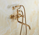 HeritageRain Retro Shower System – Antique Brass Wall-Mounted Mixer Set | Classic Handheld Shower & Extended Spout