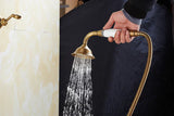 HeritageRain Retro Shower System – Antique Brass Wall-Mounted Mixer Set | Classic Handheld Shower & Extended Spout