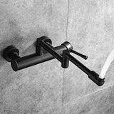 ObsidianFlow Wall Kitchen Tap – Matte Black Brass Mixer Faucet | 360° Rotating Modern Sink Tap