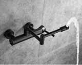ObsidianFlow Wall Kitchen Tap – Matte Black Brass Mixer Faucet | 360° Rotating Modern Sink Tap