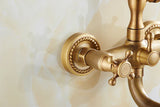 HeritageRain Retro Shower System – Antique Brass Wall-Mounted Mixer Set | Classic Handheld Shower & Extended Spout
