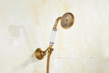 HeritageRain Retro Shower System – Antique Brass Wall-Mounted Mixer Set | Classic Handheld Shower & Extended Spout