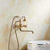 HeritageRain Retro Shower System – Antique Brass Wall-Mounted Mixer Set | Classic Handheld Shower & Extended Spout
