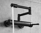 ObsidianFlow Wall Kitchen Tap – Matte Black Brass Mixer Faucet | 360° Rotating Modern Sink Tap