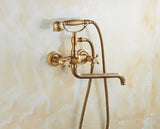HeritageRain Retro Shower System – Antique Brass Wall-Mounted Mixer Set | Classic Handheld Shower & Extended Spout