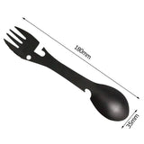 CampingBesteck Fünffach – 5-in-1 Mehrzweckbesteck aus Edelstahl | Gabel, Messer, Löffel & Öffner | Kompaktes Reisebesteck für Camping & Outdoor