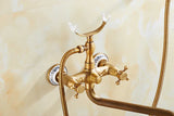 HeritageRain Retro Shower System – Antique Brass Wall-Mounted Mixer Set | Classic Handheld Shower & Extended Spout