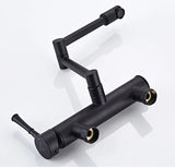 ObsidianFlow Wall Kitchen Tap – Matte Black Brass Mixer Faucet | 360° Rotating Modern Sink Tap
