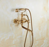 HeritageRain Retro Shower System – Antique Brass Wall-Mounted Mixer Set | Classic Handheld Shower & Extended Spout