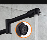ObsidianFlow Wall Kitchen Tap – Matte Black Brass Mixer Faucet | 360° Rotating Modern Sink Tap