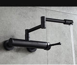 ObsidianFlow Wall Kitchen Tap – Matte Black Brass Mixer Faucet | 360° Rotating Modern Sink Tap