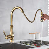 AurumFlex Luxe Kitchen Mixer – Pull-Down Gold Faucet | Solid Brass 360° Swivel Sink Tap
