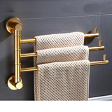AureliFold Foldable Towel Rail – Gold Aluminium Wall-Mounted Holder | Compact Luxury Bathroom Storage