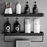 NoirEdge TriLevel Corner Caddy – Drill-Free Aluminium Shower Shelf | Heavy-Duty Rustproof Bathroom Organiser