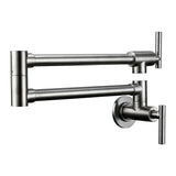 PivotPro Wall-Mount Pot Filler Faucet – Folding Brass Kitchen Faucet | Extendable Swing Arm | Brushed Chrome Cold Water Kitchen Tap