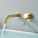 Auricelle Wall Basin Mixer Tap – Brushed Gold Concealed Bathroom Faucet | 360° Swivel Spout & Modern Brass Design