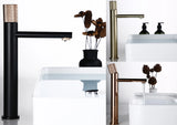 NoirÉclat Basin Mixer Tap – Matte Black & Rose Gold Bathroom Faucet | Luxury Knurled Handle Sink Mixer