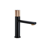 NoirÉclat Basin Mixer Tap – Matte Black & Rose Gold Bathroom Faucet | Luxury Knurled Handle Sink Mixer