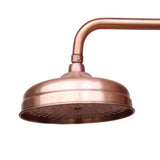 CopperVale Heritage Rain Shower Head – Solid Brass Antique Copper Rainfall Shower with Wall Arm