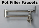 PivotPro Wall-Mount Pot Filler Faucet – Folding Brass Kitchen Faucet | Extendable Swing Arm | Brushed Chrome Cold Water Kitchen Tap