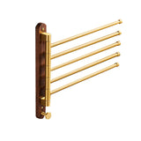 LuxFold Foldable Towel Rail – Wood & Brushed Gold Wall-Mounted Holder | Compact Luxury Bathroom Storage