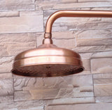 CopperVale Heritage Rain Shower Head – Solid Brass Antique Copper Rainfall Shower with Wall Arm