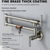 PivotPro Wall-Mount Pot Filler Faucet – Folding Brass Kitchen Faucet | Extendable Swing Arm | Brushed Chrome Cold Water Kitchen Tap